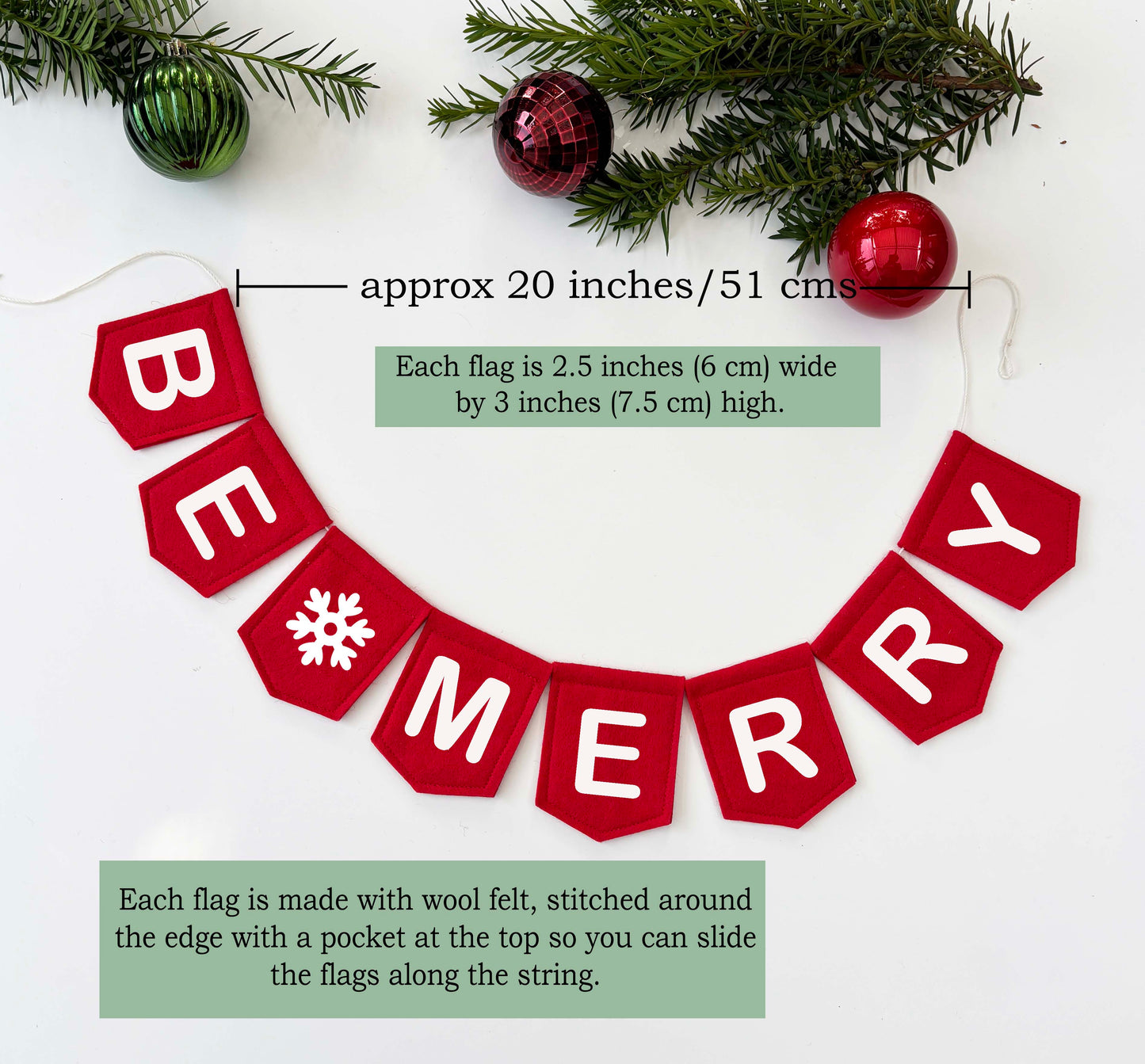 Be Merry Felt Garland - Red and White Holiday Banner
