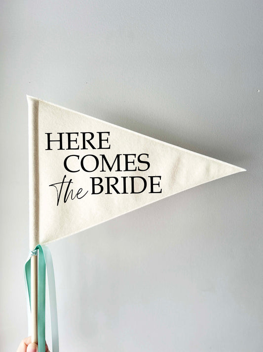 Wedding Pennant Flag - Here Comes the Bride