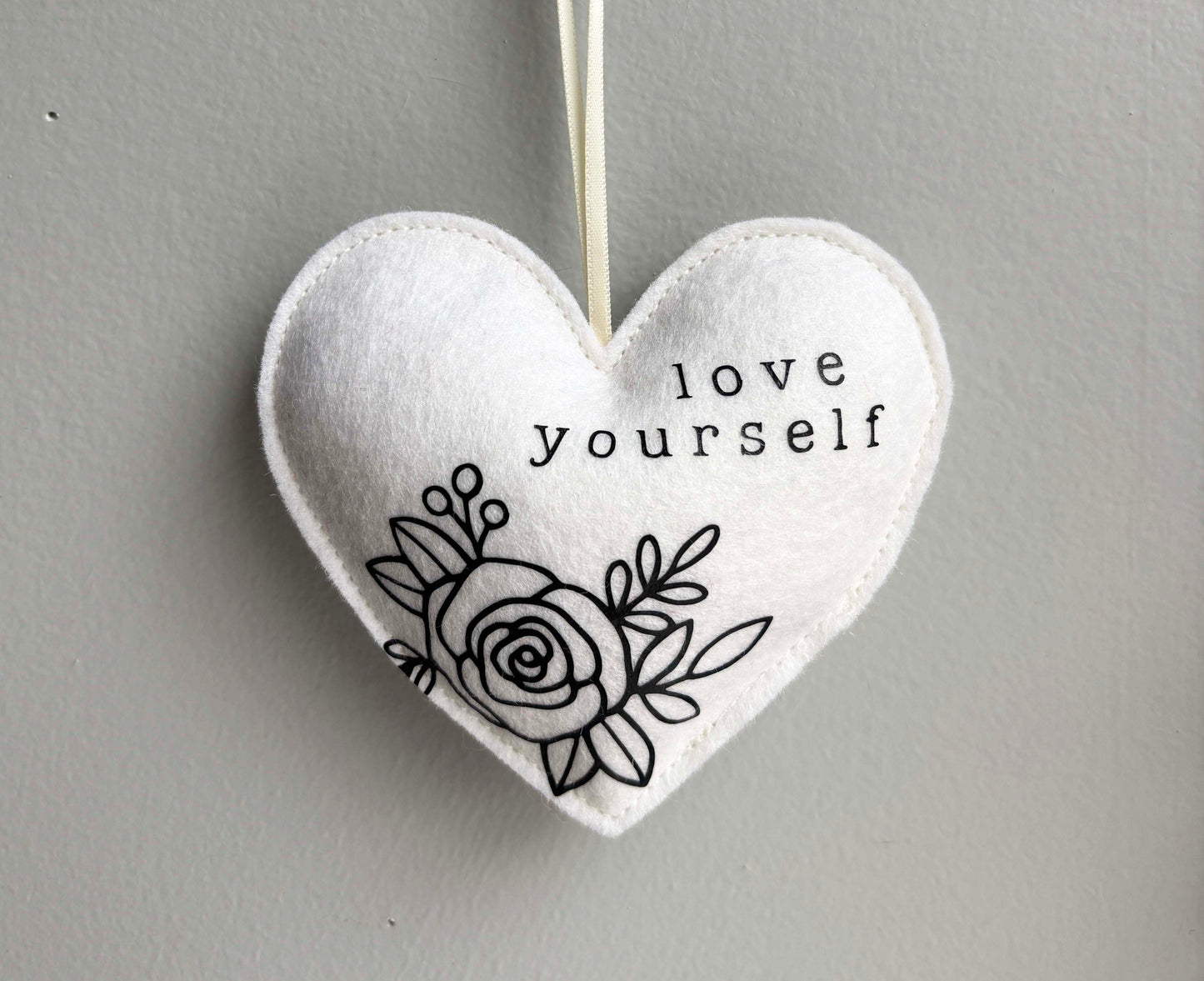 Love Yourself - Felt Valentine Heart Ornament