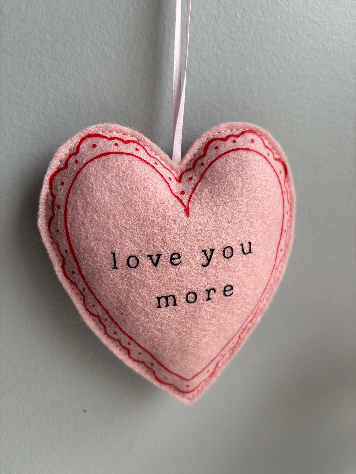Love You More - Felt Valentine Heart Ornament
