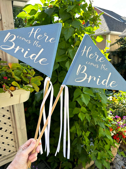 Wedding Pennant Flag - Here Comes the Bride