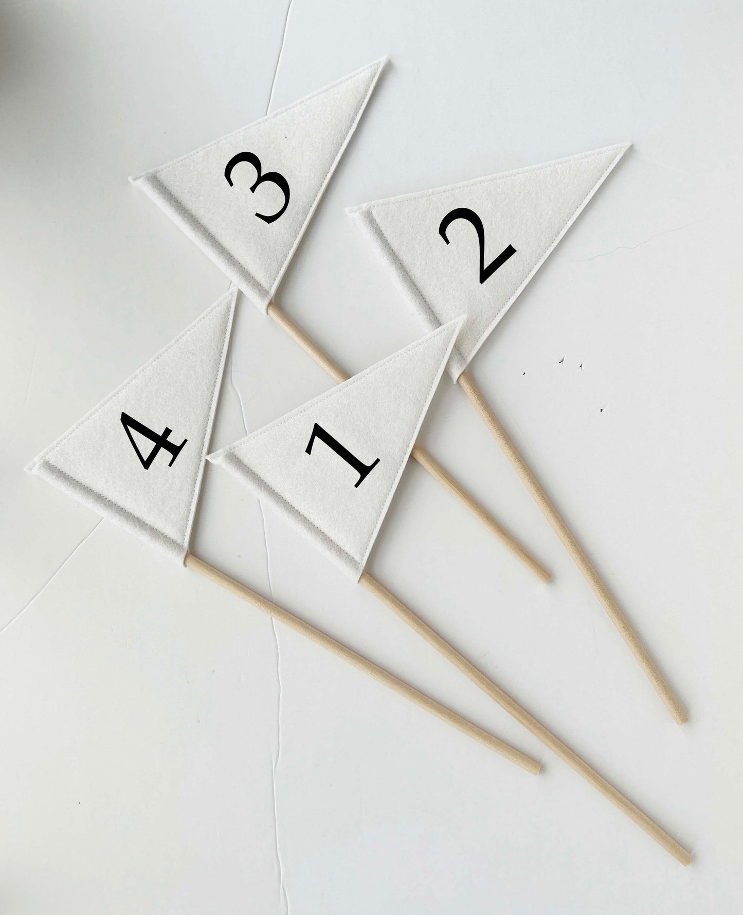 Mini Felt Flag Table Numbers - Flower Centrepiece Number Stick