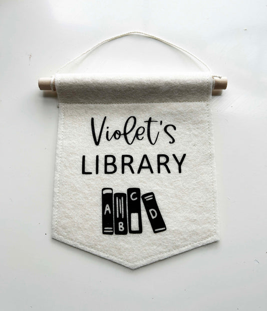 Library Sign - Personalized Mini Felt Banner
