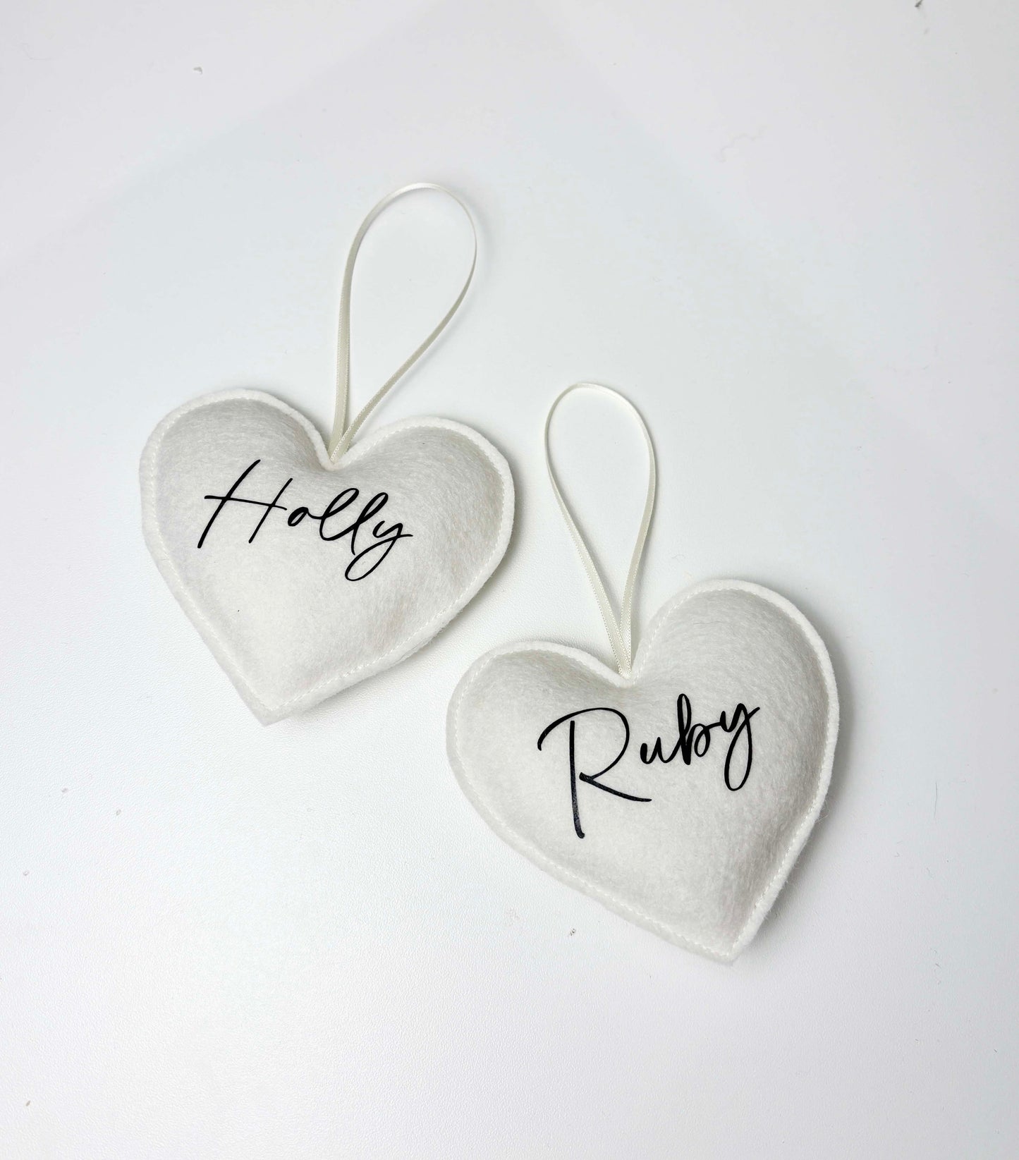 Personalized Love Hearts - Custom Name Wool Felt Hanging Heart