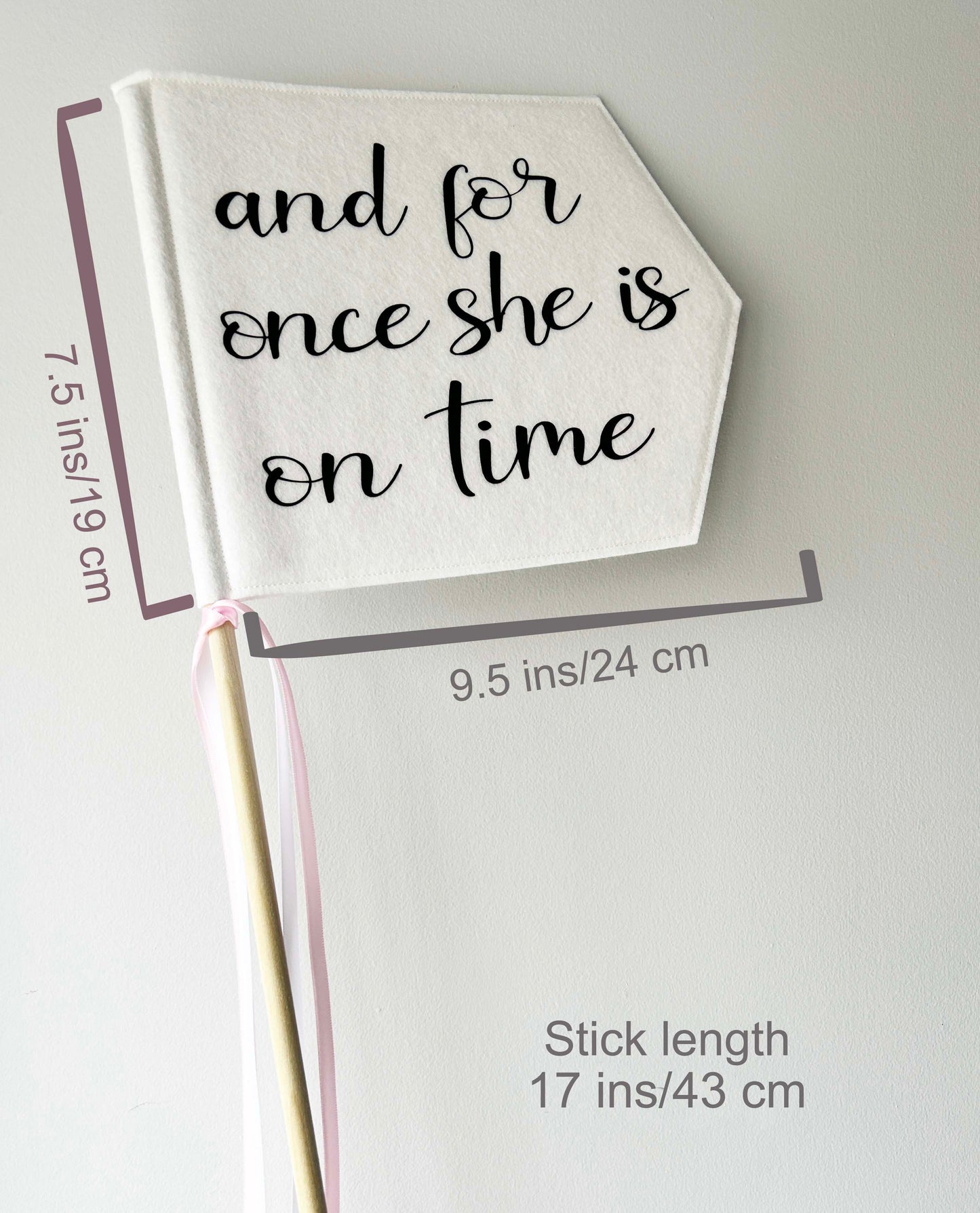 For Once She is on Time - Wedding Pennant Flag