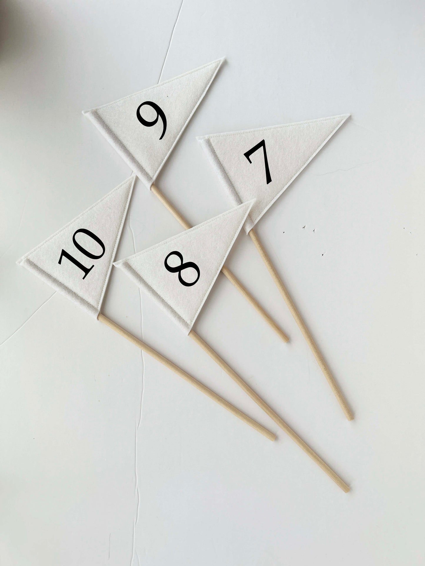Mini Felt Flag Table Numbers - Flower Centrepiece Number Stick
