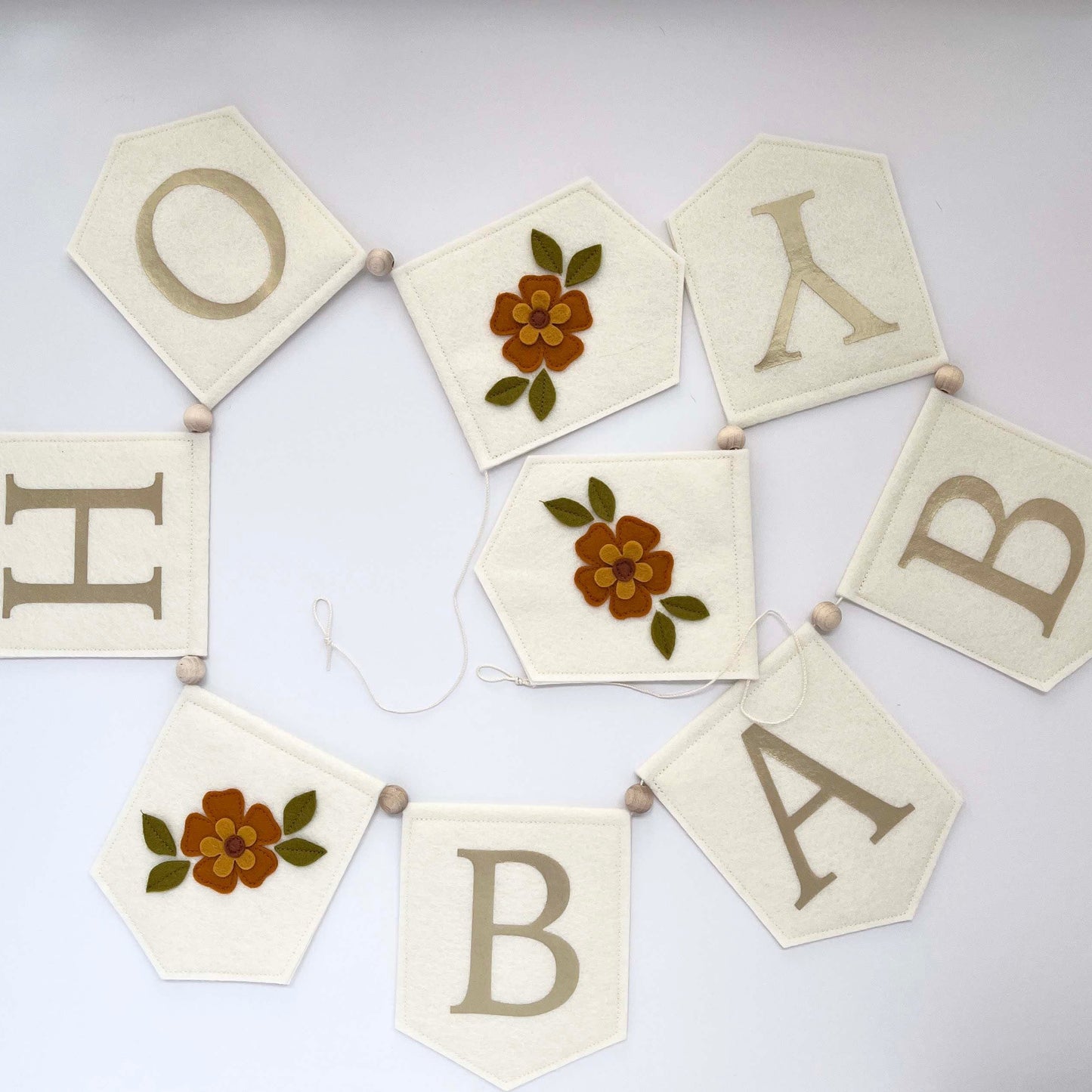 Oh Baby Felt Bunting, Neutral Nursery Decor