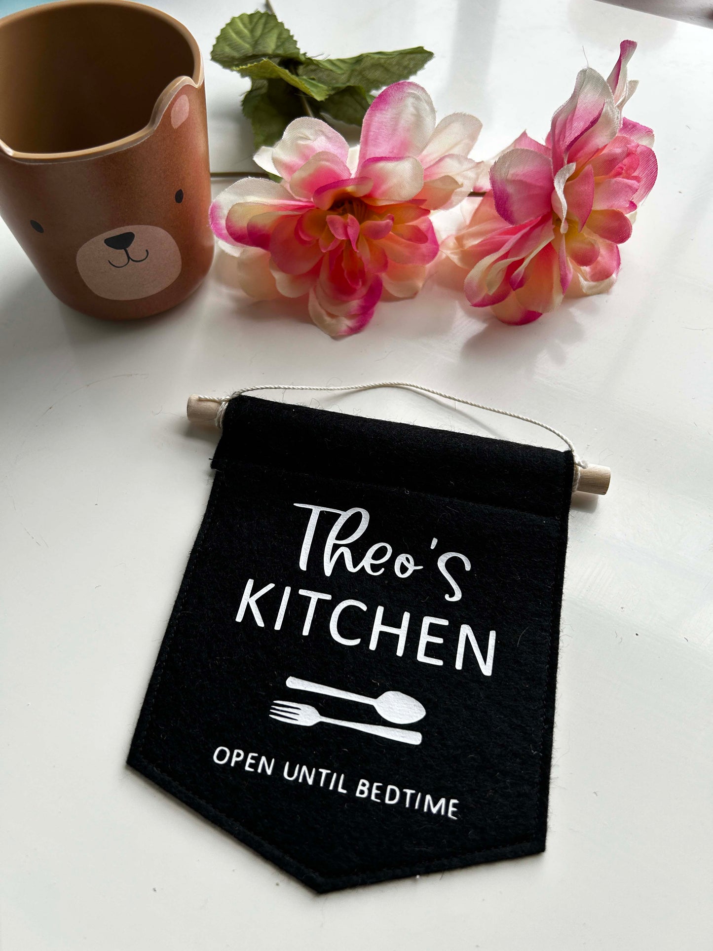 Kitchen Open Until Bedtime - Personalized Mini Felt Banner