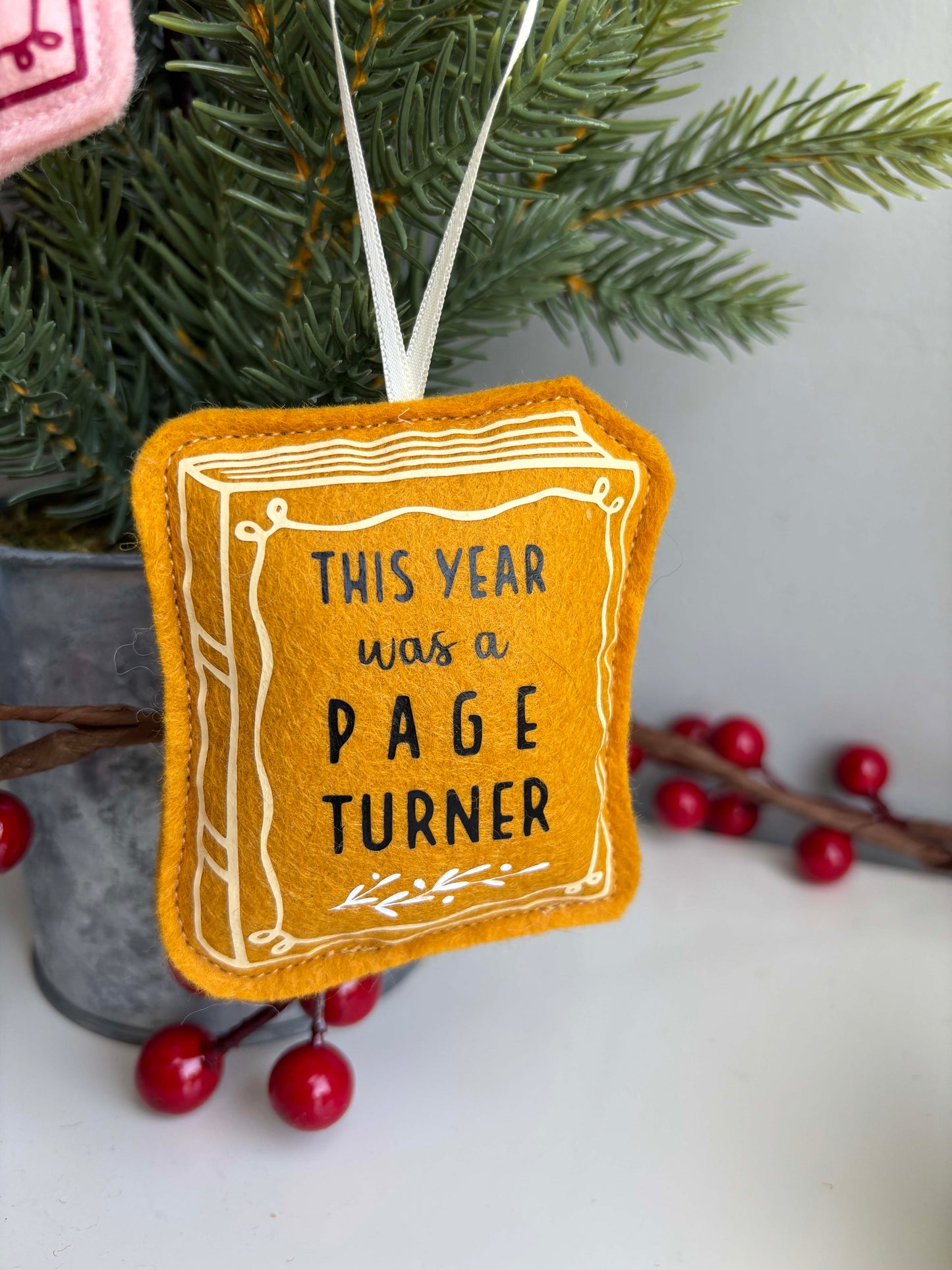 This Year was a Page Turner - Book Cover Felt Ornament