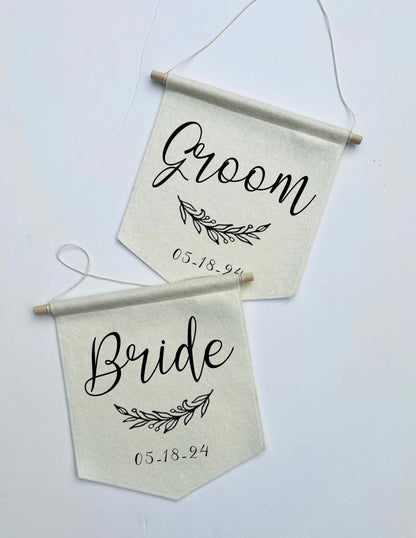 Custom Wedding Sign/Banner - Bride and Groom Chair Signs