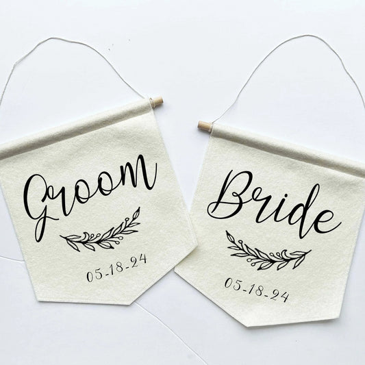 Custom Wedding Sign/Banner - Bride and Groom Chair Signs