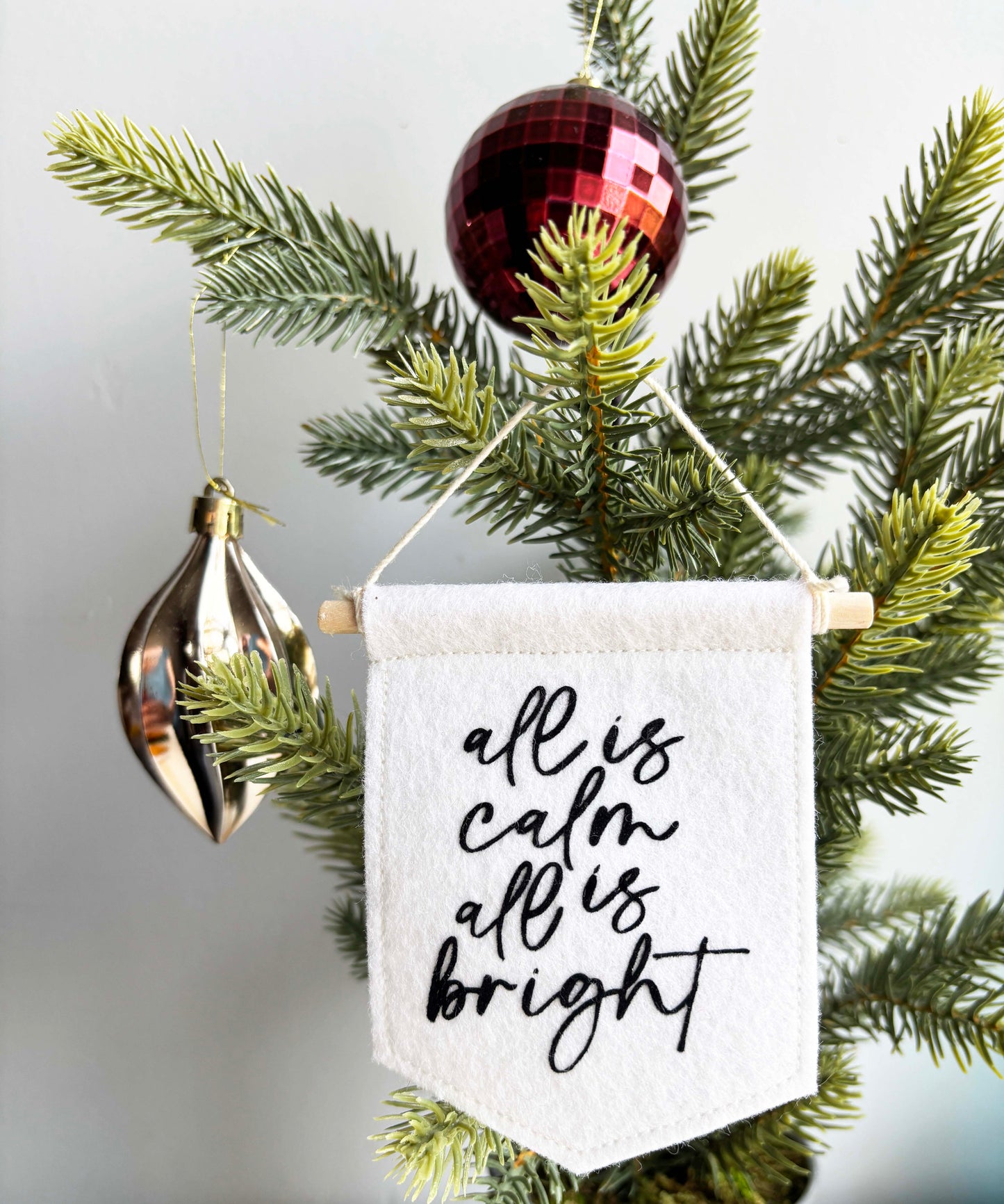All is Calm All is Bright - Christmas Tree Ornament Banner