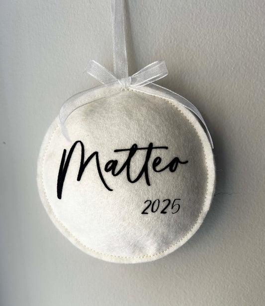 Baby's First Christmas Felt Ornament - Personalized - O come let us adore him