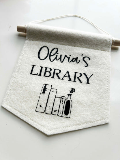 Reading Nook Sign - Personalized Library Mini Felt Banner