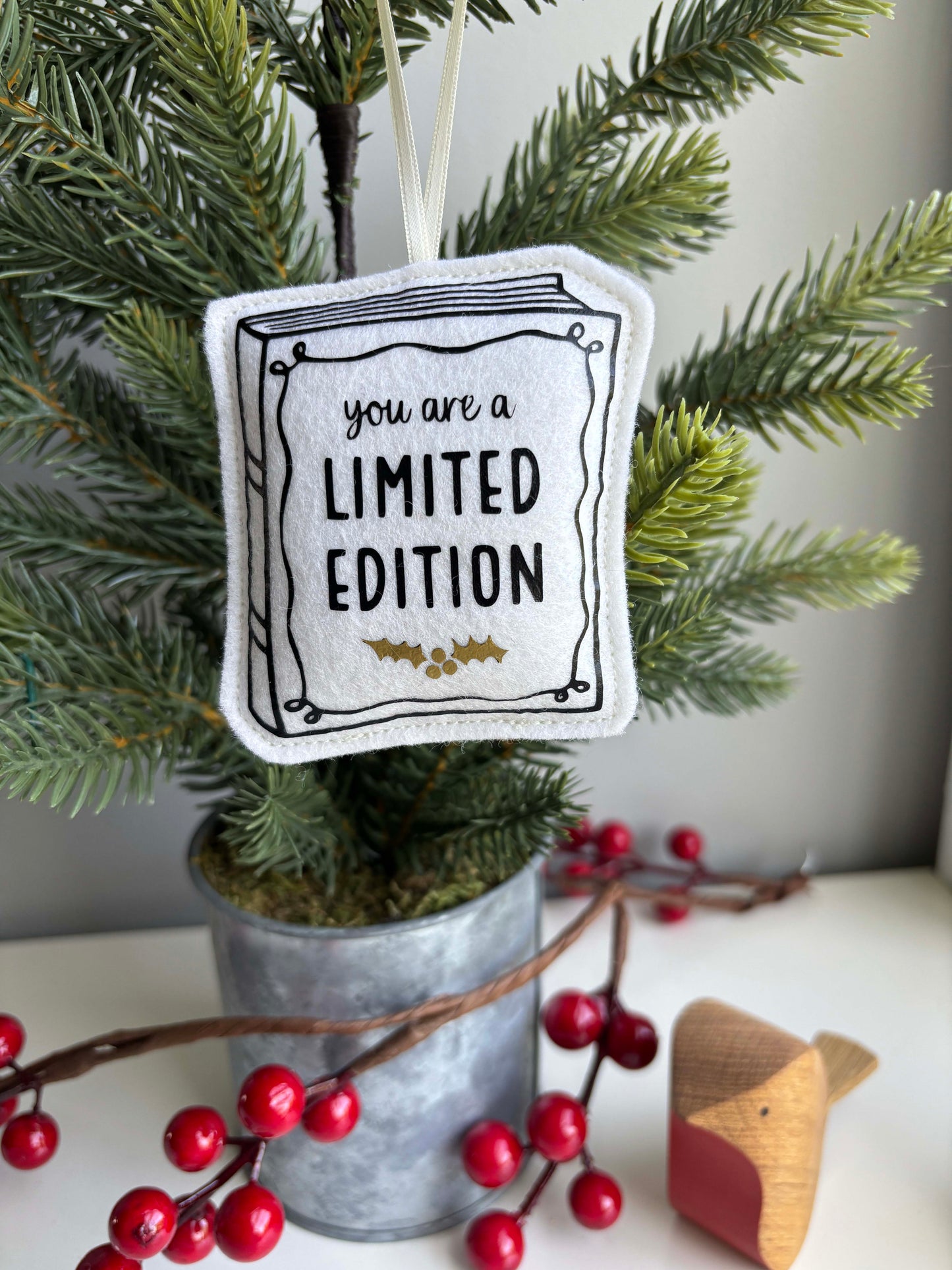 You are a Limited Edition - Book Cover Felt Ornament