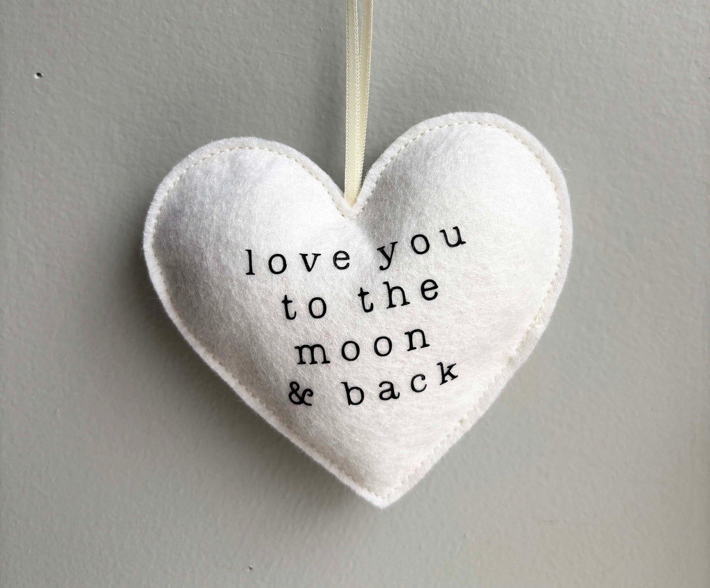 Love You To The Moon & Back - Felt Valentine Heart Ornament
