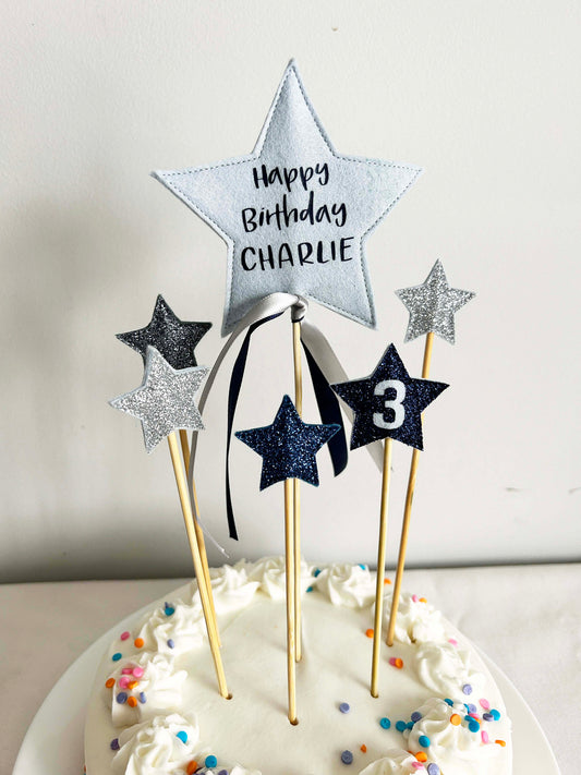 Personalized Star Cake Topper Set