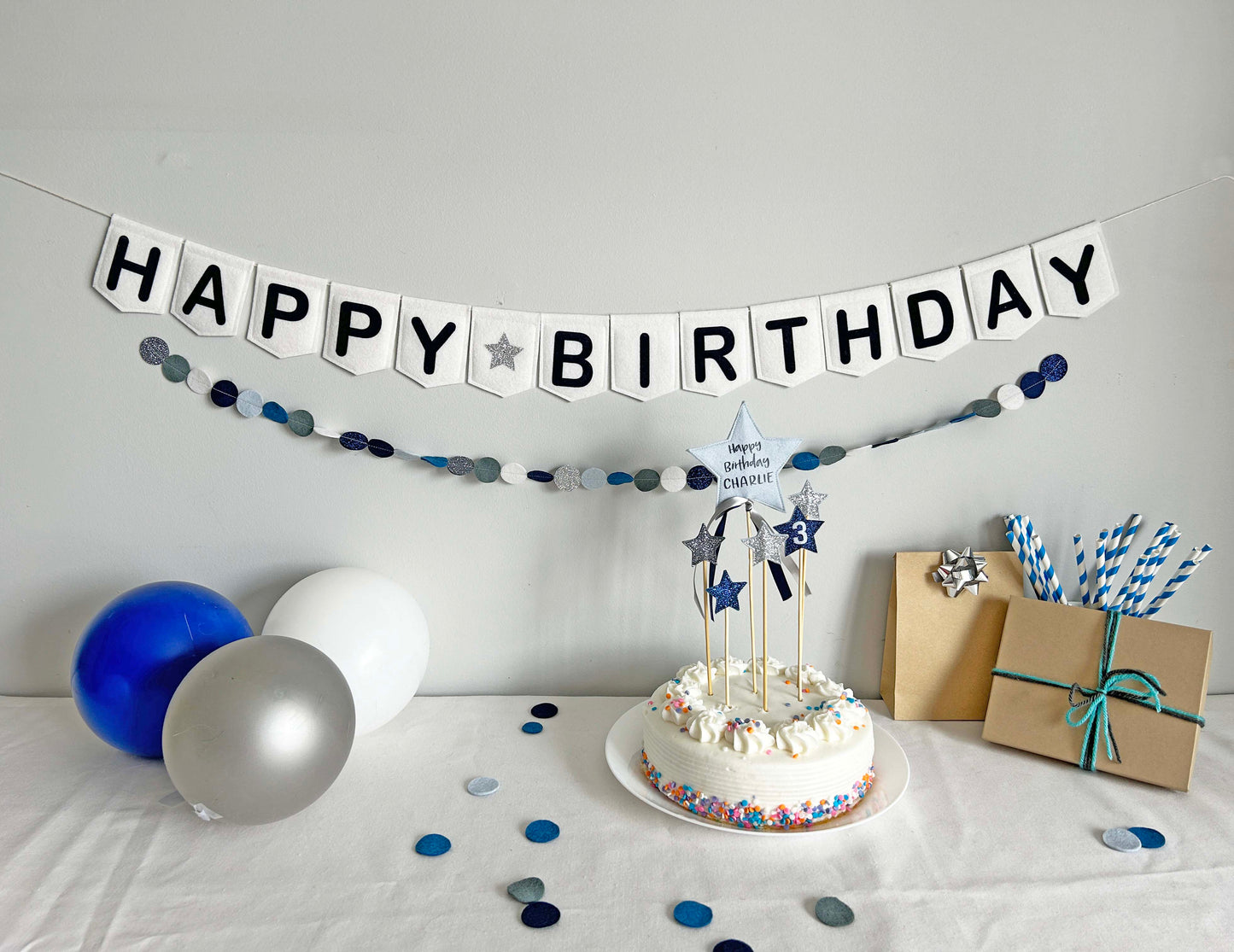 Happy Birthday Felt Garland - Reusable Party Decor