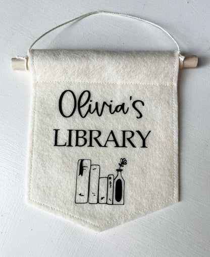 Reading Nook Sign - Personalized Library Mini Felt Banner