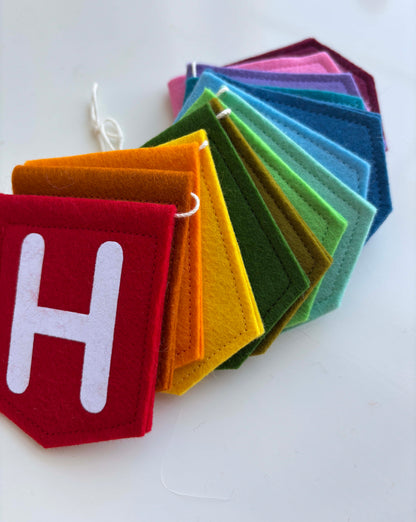 Multi Coloured Happy Birthday Felt Garland - Reusable Felt Birthday Decoration