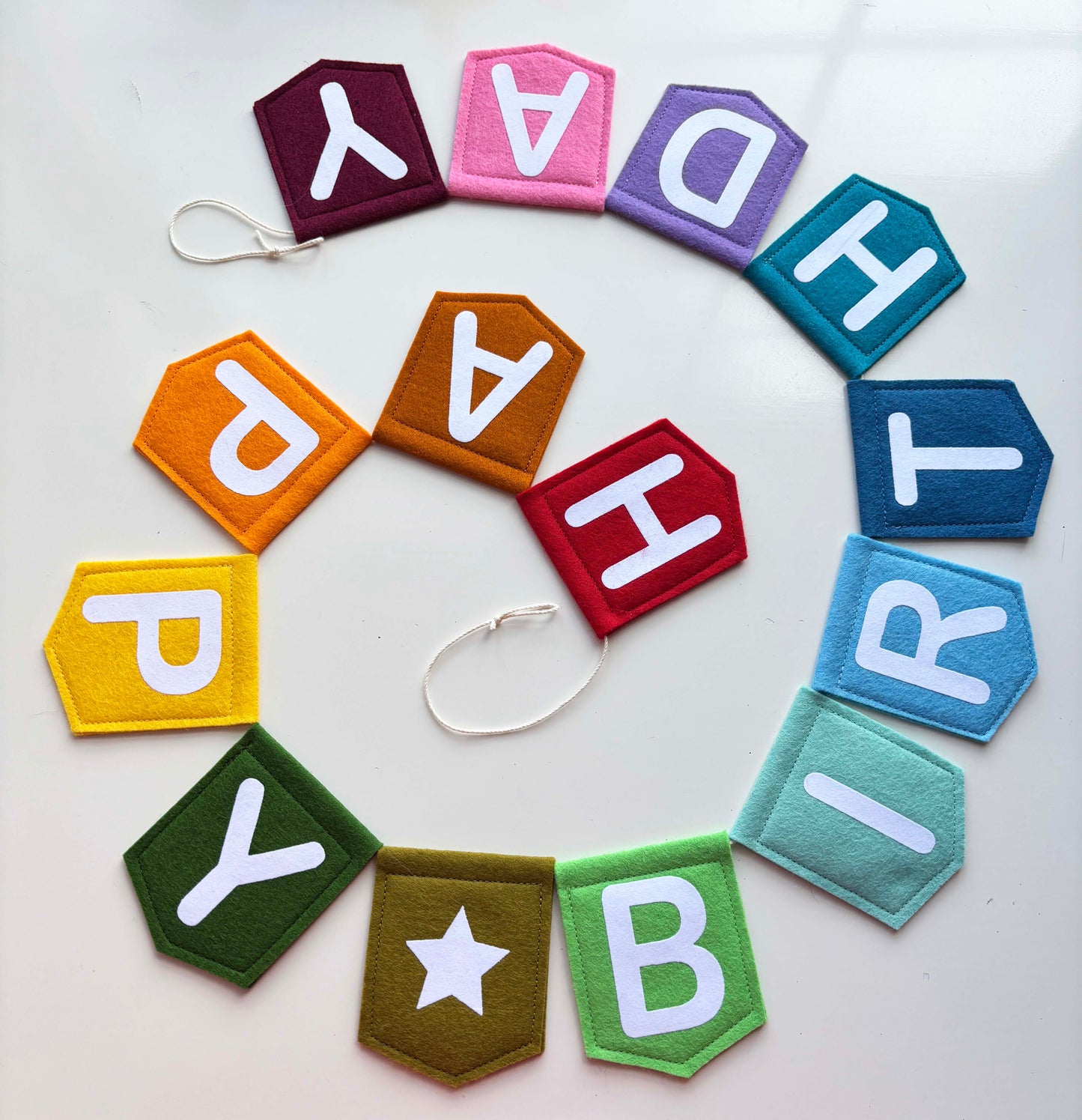 Multi Coloured Happy Birthday Felt Garland - Reusable Felt Birthday Decoration
