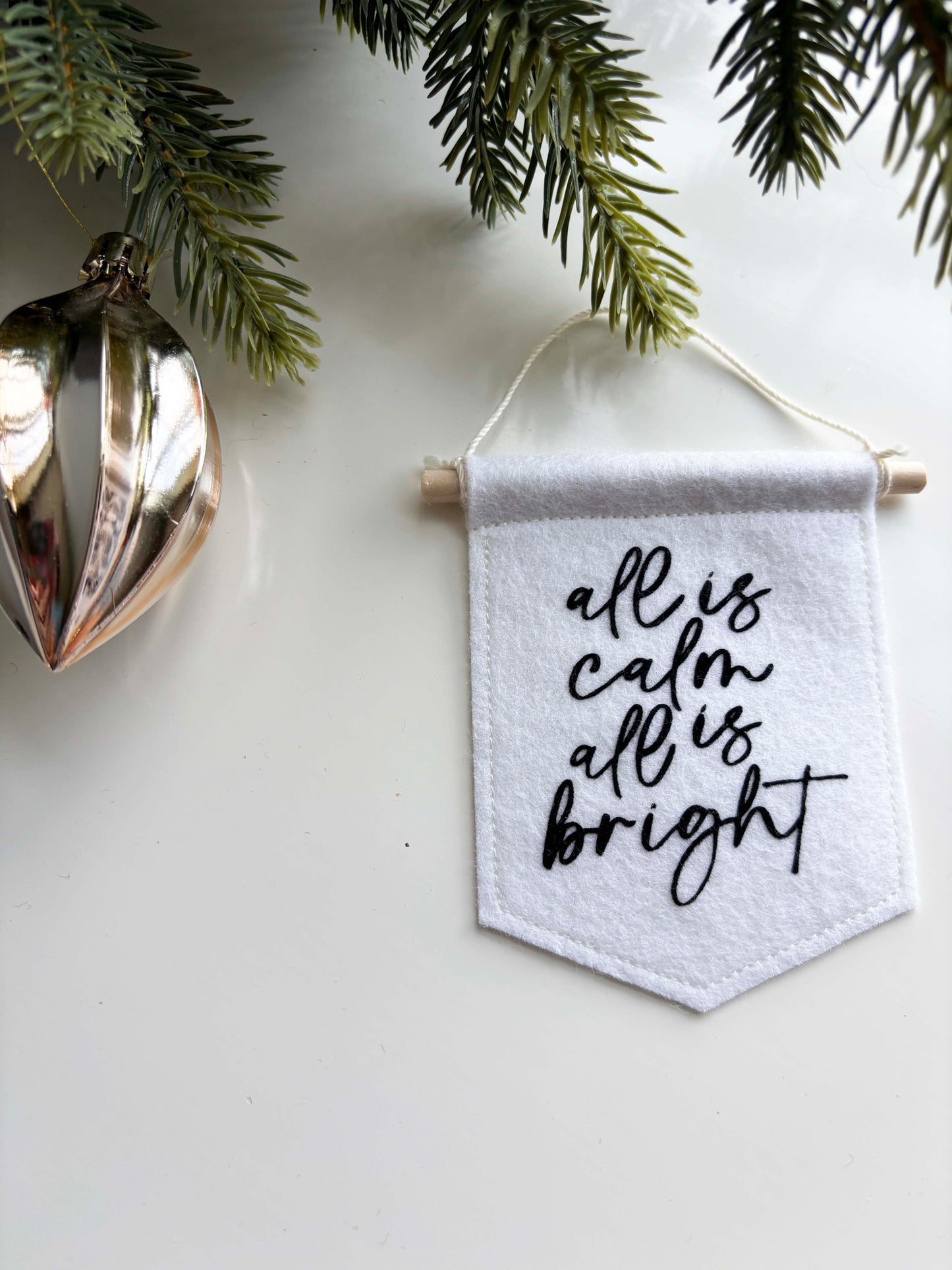 All is Calm All is Bright - Christmas Tree Ornament Banner
