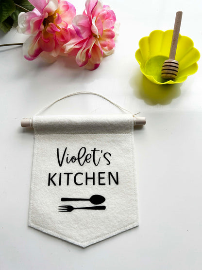 Play Kitchen Sign - Personalized Mini Felt Banner