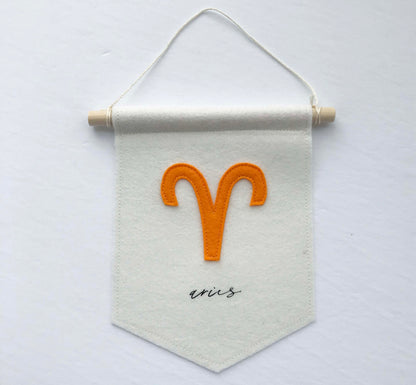 Aries Felt Banner - Astrological Sign