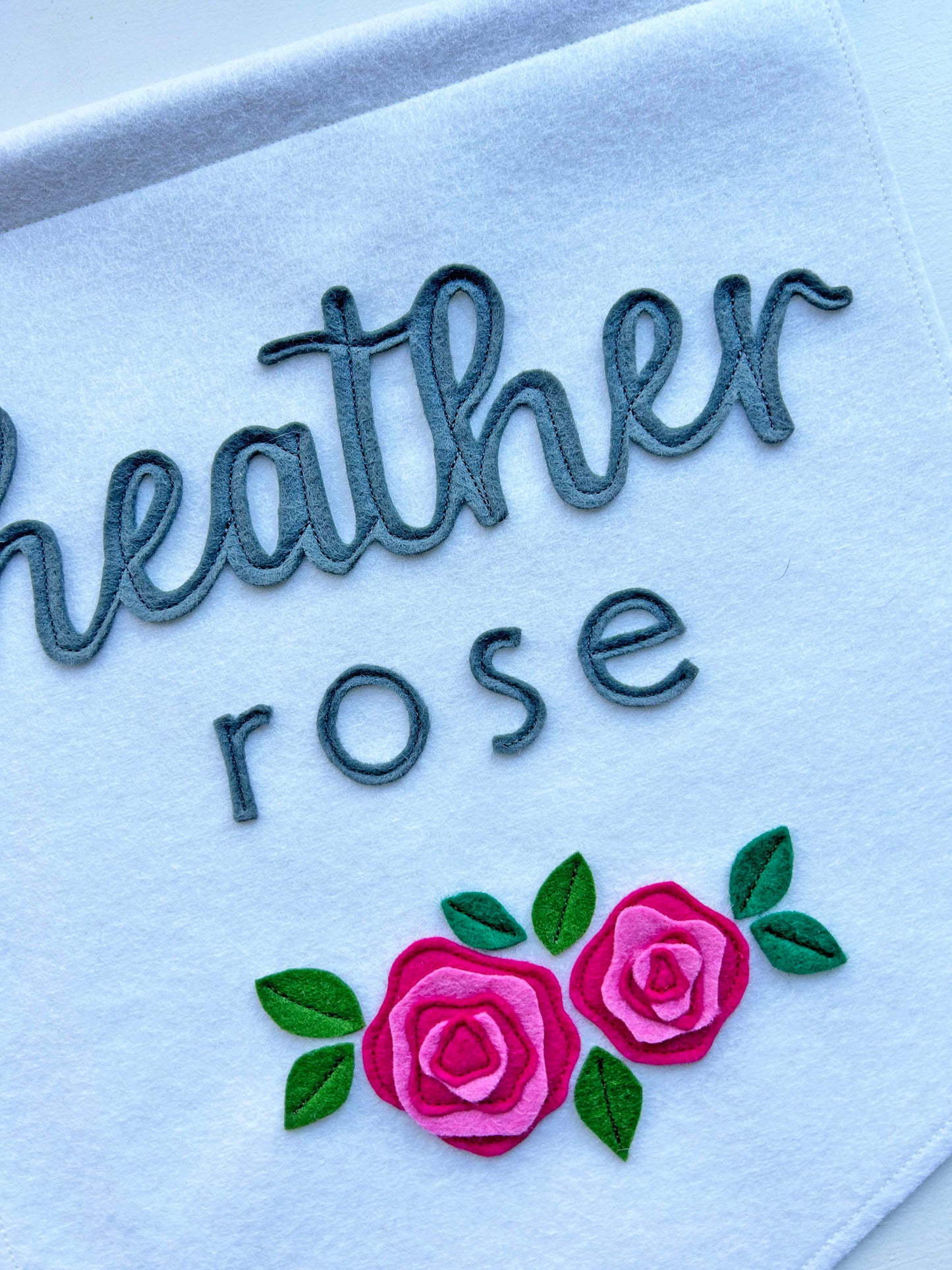 Custom Baby Name Felt Banner with Roses