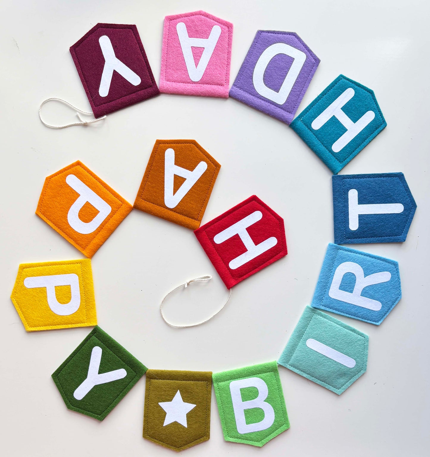 Multi Coloured Happy Birthday Felt Garland - Reusable Felt Birthday Decoration