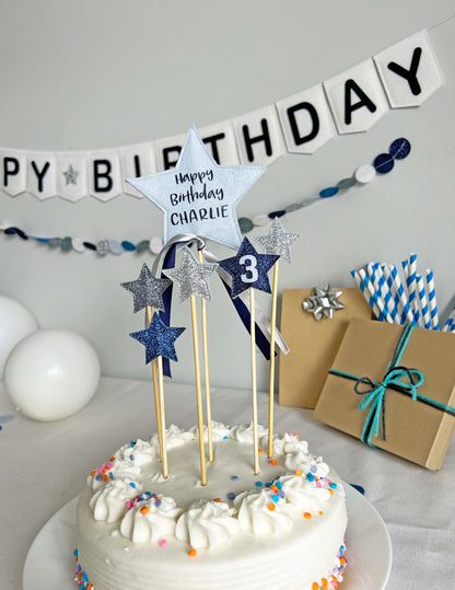 Personalized Star Cake Topper Set