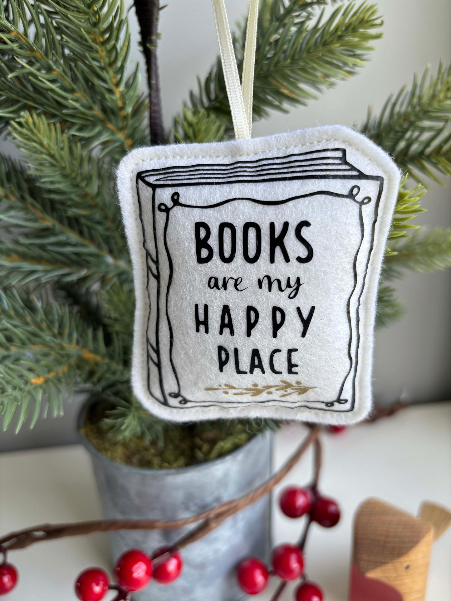 Books are my Happy Place - Book Cover Felt Ornament