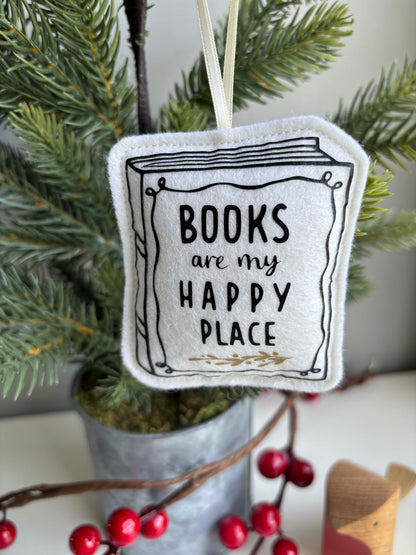Books are my Happy Place - Book Cover Felt Ornament