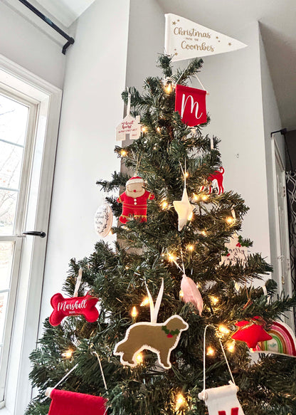 Personalized Christmas Tree Topper Flag - Family Name Flag