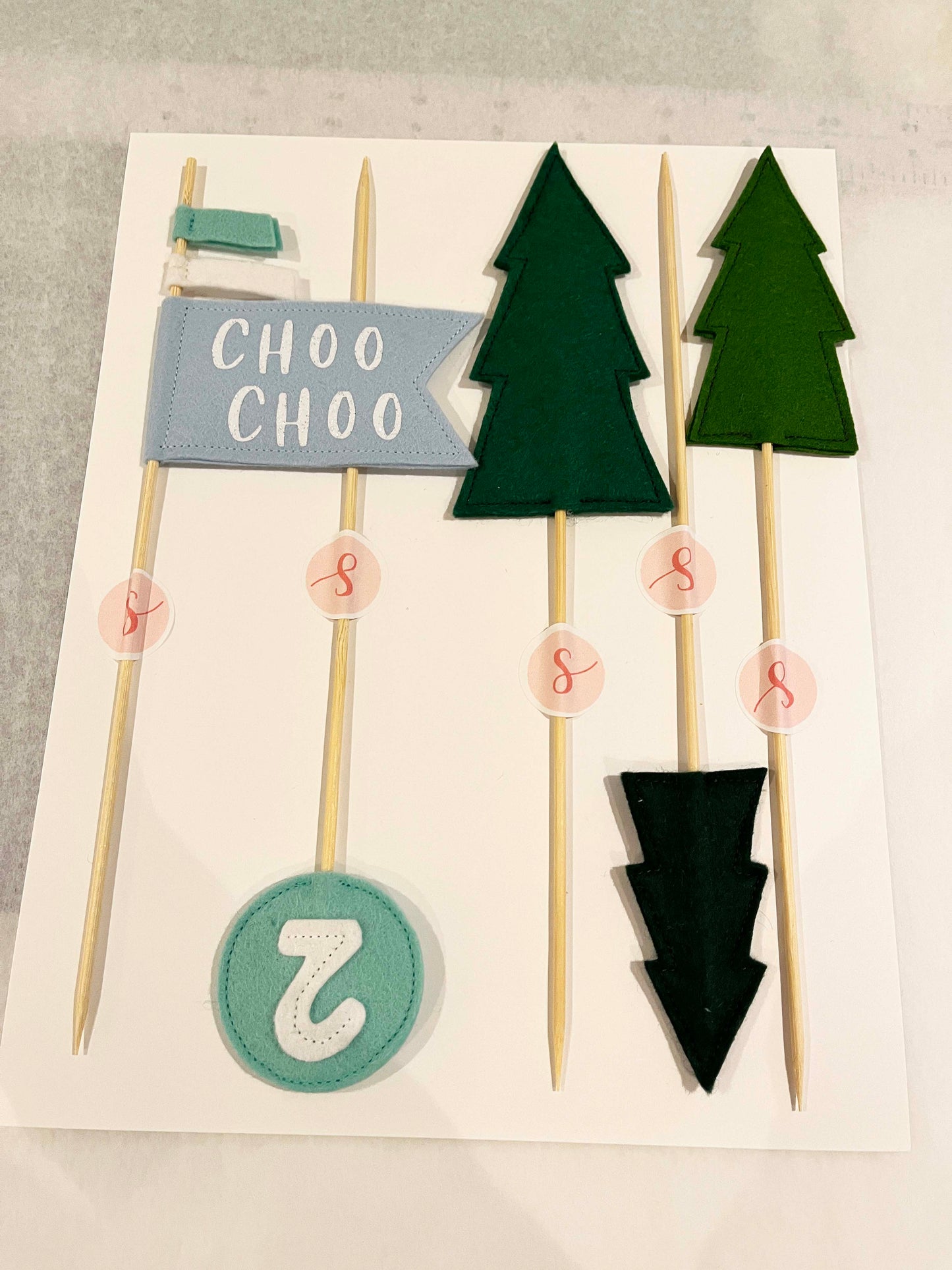 Second Birthday cake topper set - choo choo I'm two