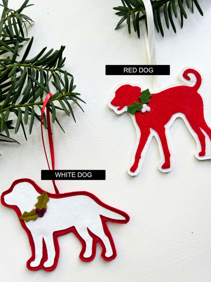 Custom Dog Breed Ornament - Red and White