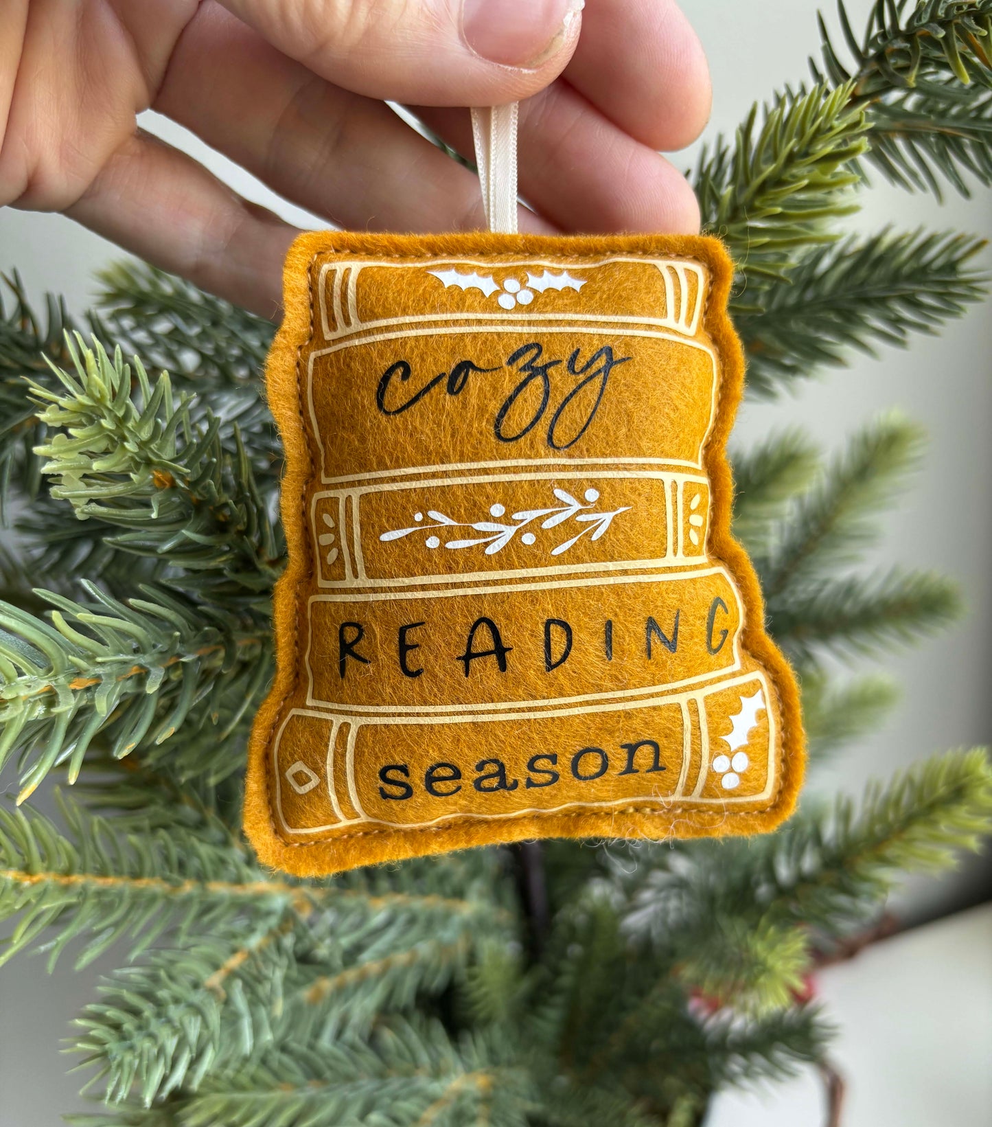 Cozy Reading Season - Book Stack Felt Ornament