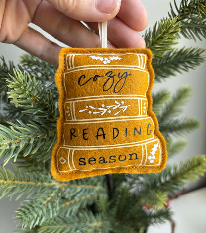 Cozy Reading Season - Book Stack Felt Ornament