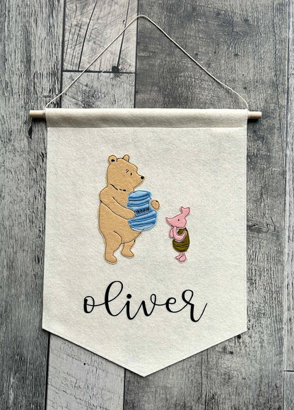 Classic Pooh Bear Nursery Felt Banner