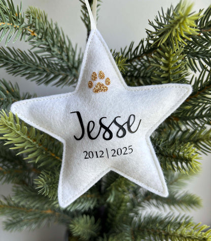 Personalized Pet Memorial Ornament - Paw Print Keepsake