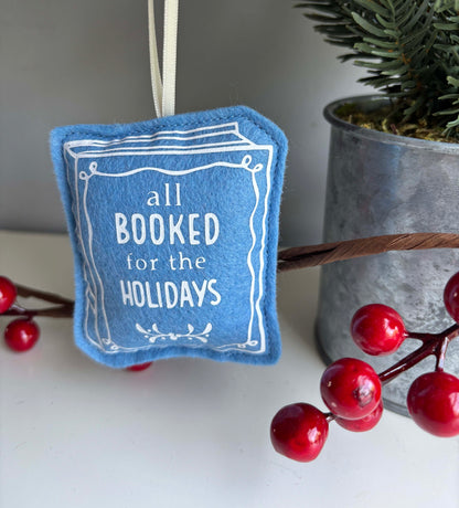 All Booked for the Holidays - Book Cover Felt Ornament