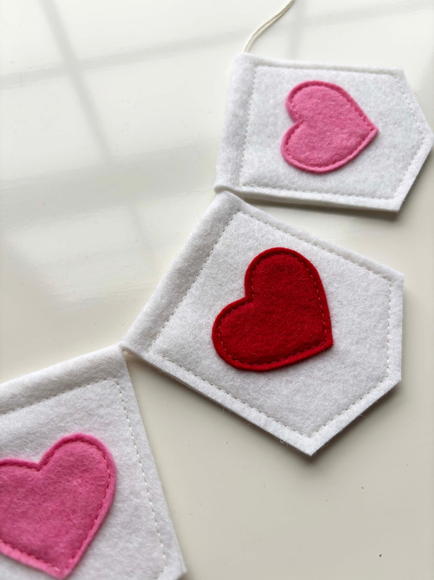 Applique Hearts Valentine Garland - Felt Garland