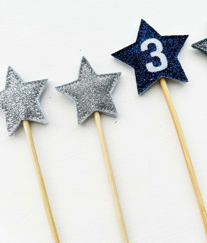 Glitter Stars Cake Topper Set - Custom Age Cake Topper