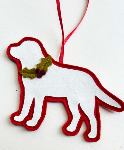 Custom Dog Breed Ornament - Red and White