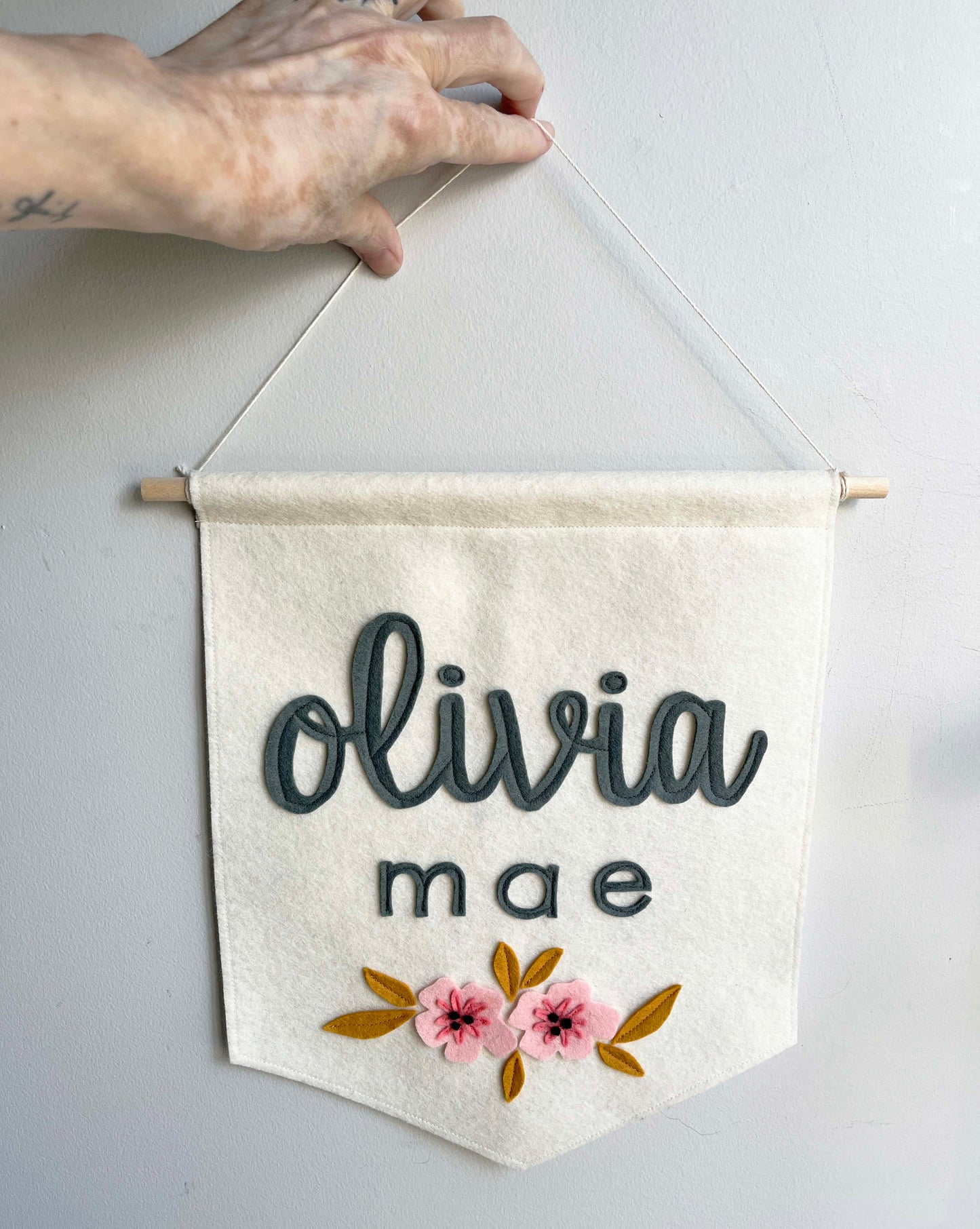 Custom Name Wool Felt Sign - Personalized Nursery Decor