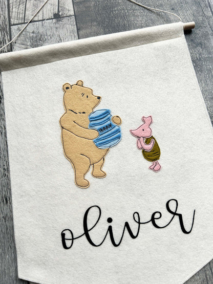 Classic Pooh Bear Nursery Felt Banner