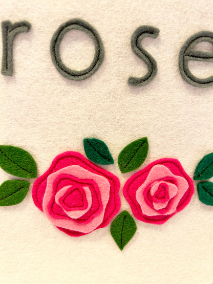 Custom Baby Name Felt Banner with Roses