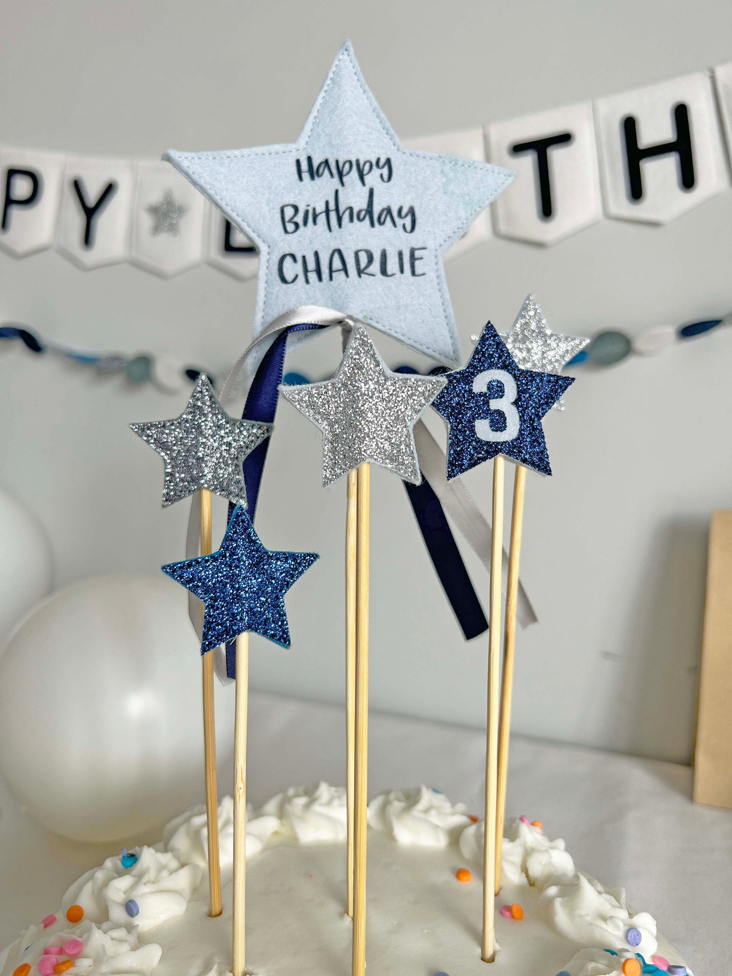 Personalized Star Cake Topper Set