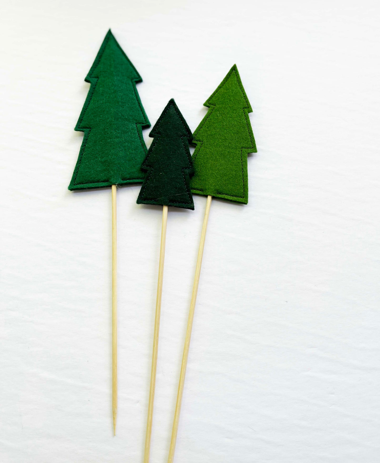 Felt Fir Tree Cake Toppers - Set of 3 - Woodland Birthday