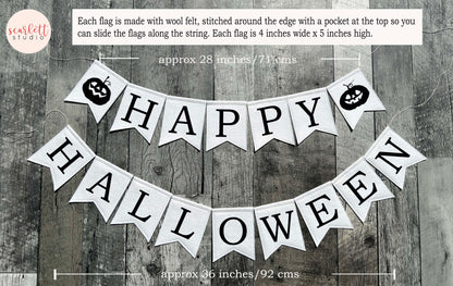 Happy Halloween Felt Garland, Reusable Halloween Decoration